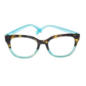 BETSEY JOHNSON WOMEN'S READING GLASSES +2.00 - TEAL & TORTOISE RECTANGLE FRAME